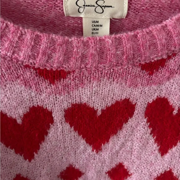 Jessica Simpson Pink and Red Valentines Heart Sweater - Picture 2 of 4